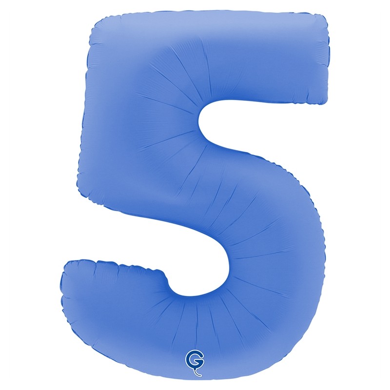 BALLON METALLIQUE CHIFFRE 5 BLEU LOTUS 102 CM 