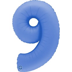 BALLON METALLIQUE CHIFFRE 9 BLEU LOTUS 102 CM 