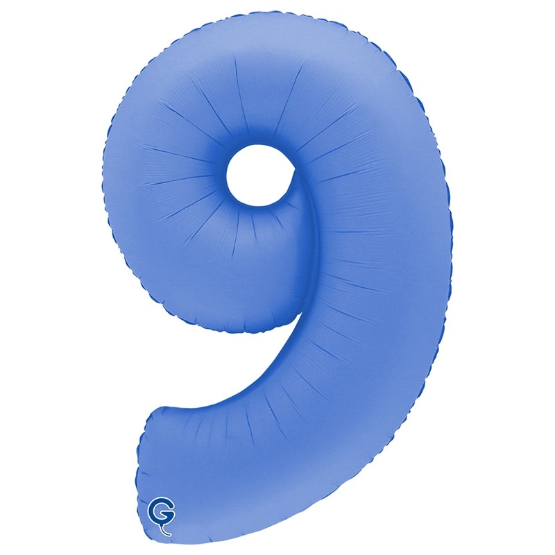 BALLON METALLIQUE CHIFFRE 9 BLEU LOTUS 102 CM 
