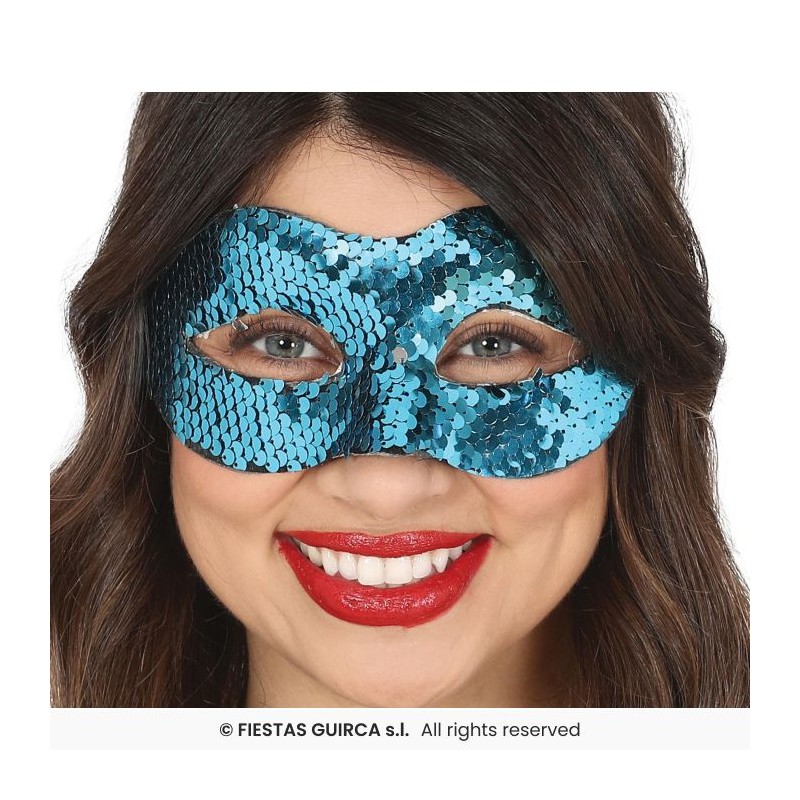 MASQUE LOUP SEQUINS BLEU TURQUOISE