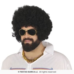 PERRUQUE ROCK KING CHEVEUX BOUCLES NOIRS