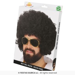 PERRUQUE ROCK KING CHEVEUX BOUCLES NOIRS