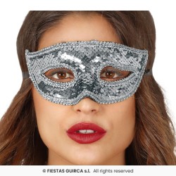 MASQUE LOUP SEQUINS ARGENT POUR CARNAVAL
