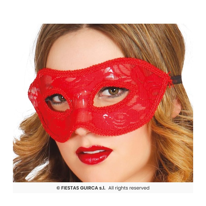 DEMI MASQUE LOUP DENTELLE ROUGE