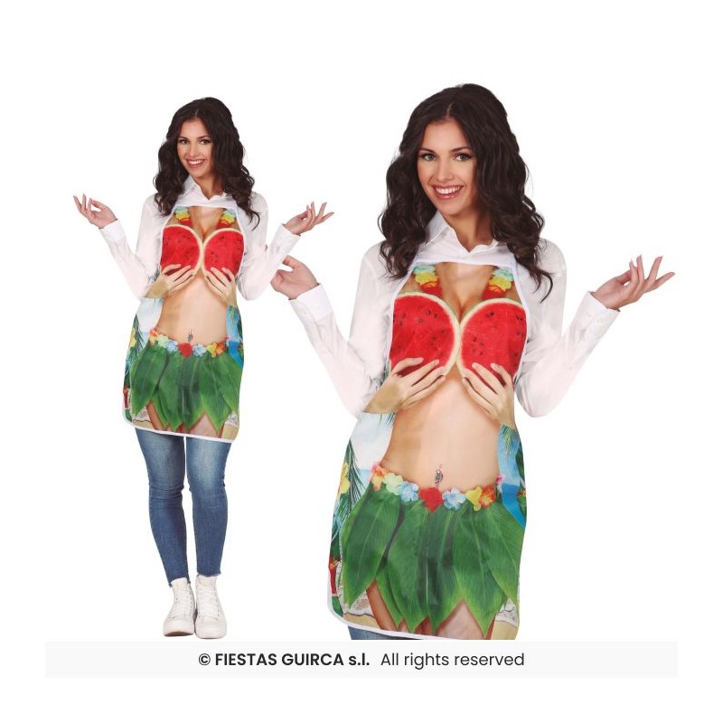 TABLIER HAWAI FEMME PASTEQUES ET PAGNE