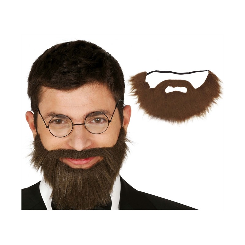 BARBE MOUSTACHE MARRON AVEC ELASTIQUE 