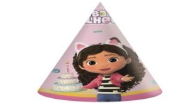 6 CHAPEAUX DE FETE PAPIER GABBYCHAT OU GABBY'S DOLLHOUSE 