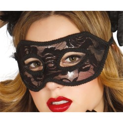 DEMI MASQUE LOUP NOIR DENTELLE 