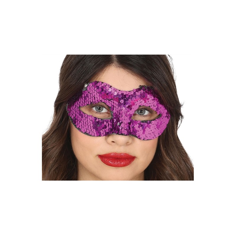 DEMI MASQUE LOUP A SEQUINS VIOLET 