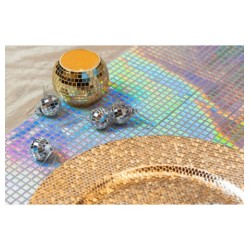 PHOTOPHORE VERRE EFFET BOULE A FACETTES OR DIAMETRE 8CM X HAUTEUR 7CM