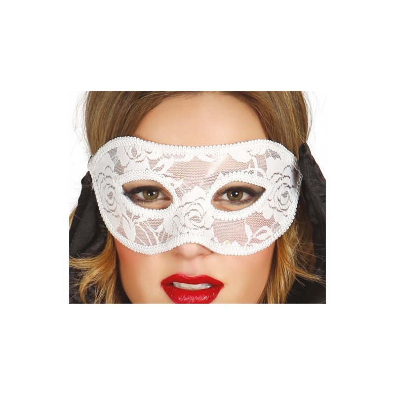 DEMI MASQUE LOUP BLANC DENTELLE 