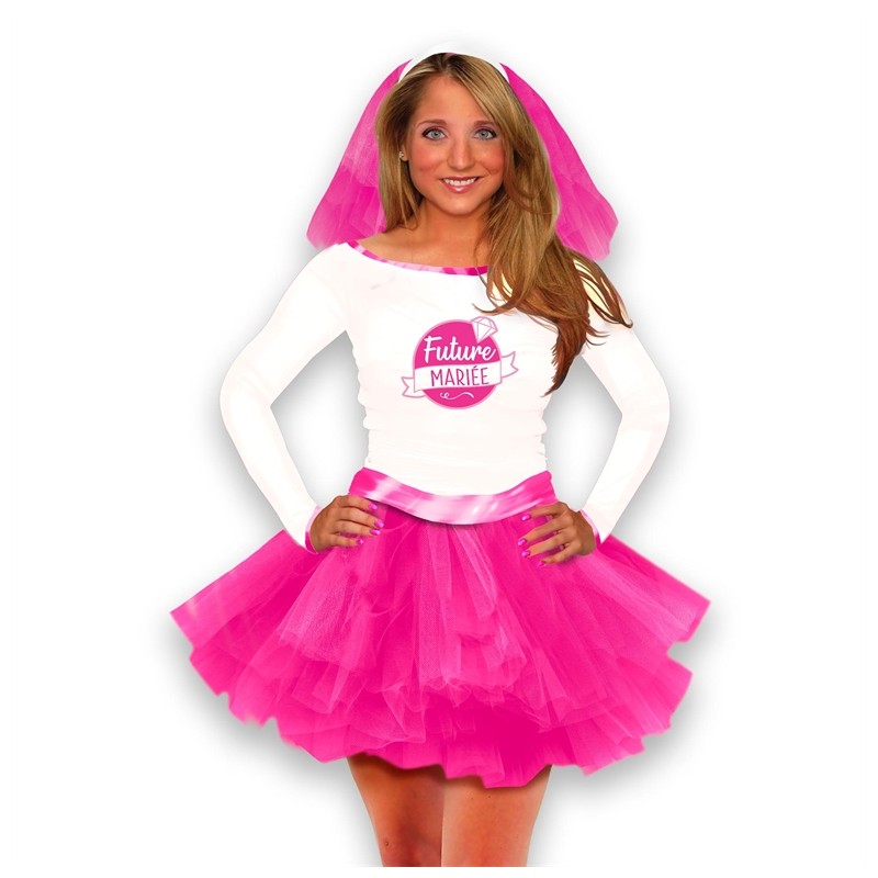 DEGUISEMENT EVJF PARTY ROBE FUTURE MARIEE TUTU ROSE FUCHSIA