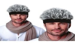 PERRUQUE GRIS AVEC RUBAN 