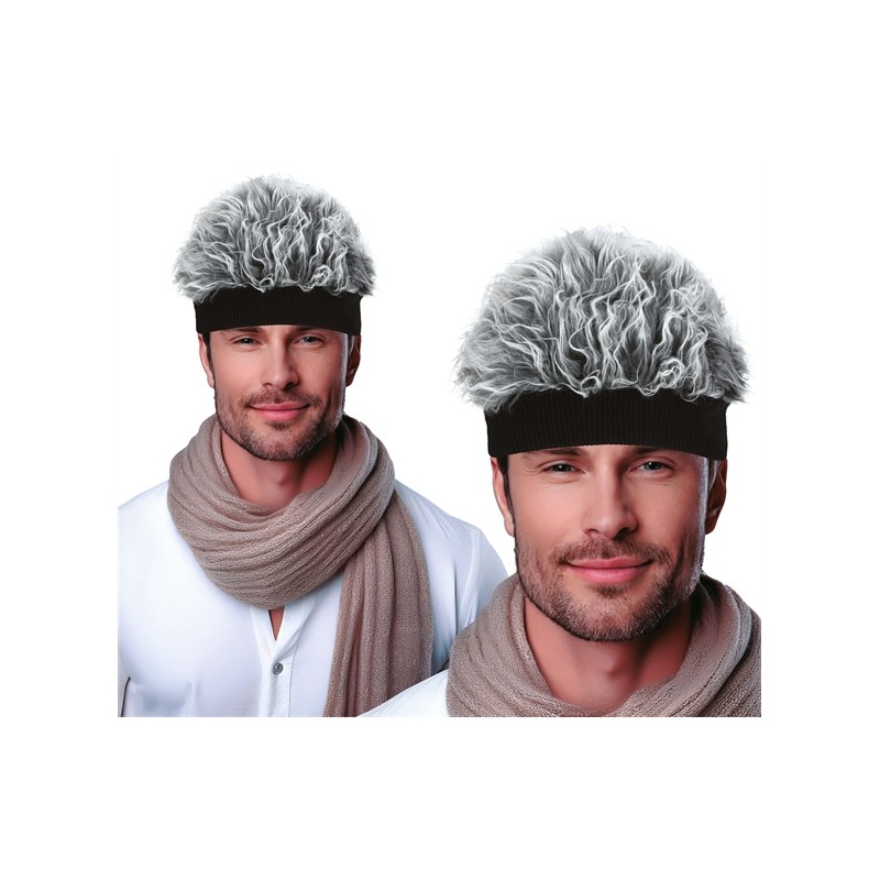 PERRUQUE GRIS AVEC RUBAN 