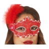 DEMI MASQUE LOUP ROUGE AVEC PLUME 