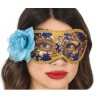 DEMI MASQUE LOUP BLEU AVEC FLEURS