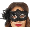 DEMI MASQUE LOUP NOIR AVEC FLEUR 