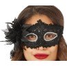 DEMI MASQUE LOUP NOIR AVEC FLEUR 