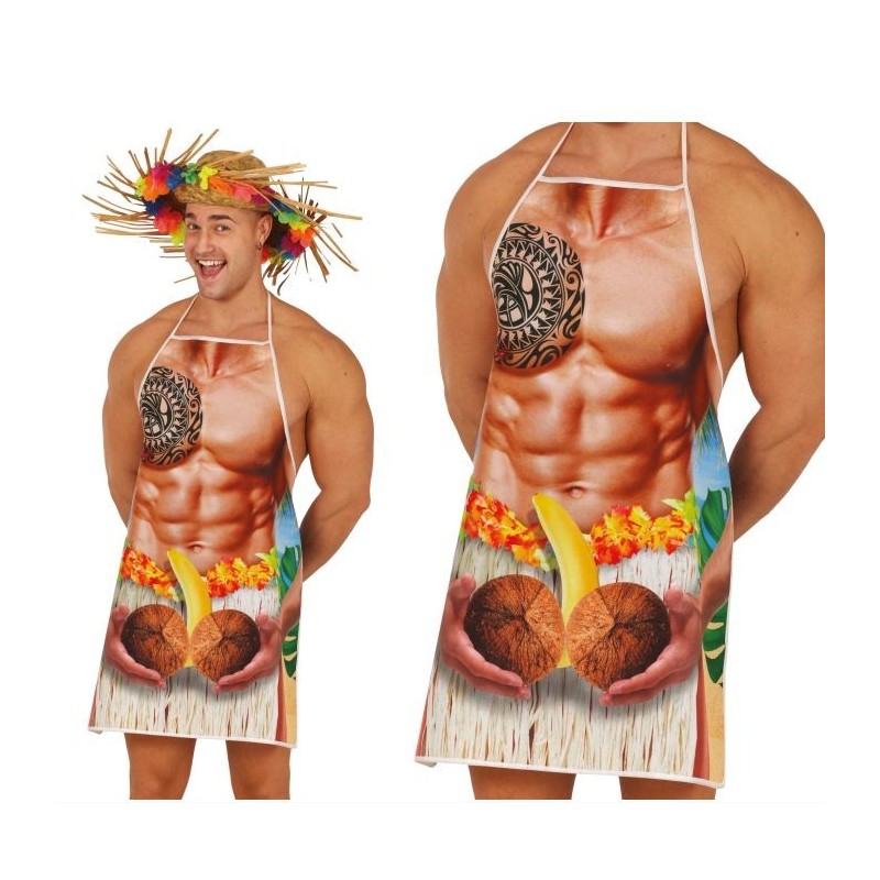 TABLIER HAWAI HOMME TATOUAGE MAORI ET NOIX DE COCO