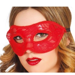 DEMI MASQUE LOUP DENTELLE ROUGE