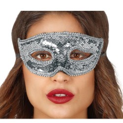 MASQUE LOUP SEQUINS ARGENT POUR CARNAVAL