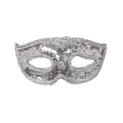 MASQUE LOUP SEQUINS ARGENT POUR CARNAVAL