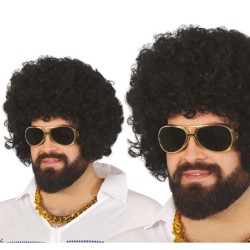 PERRUQUE ROCK KING CHEVEUX BOUCLES NOIRS