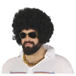 PERRUQUE ROCK KING CHEVEUX BOUCLES NOIRS