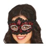 DEMI MASQUE LOUP NOIR ET ROUGE 