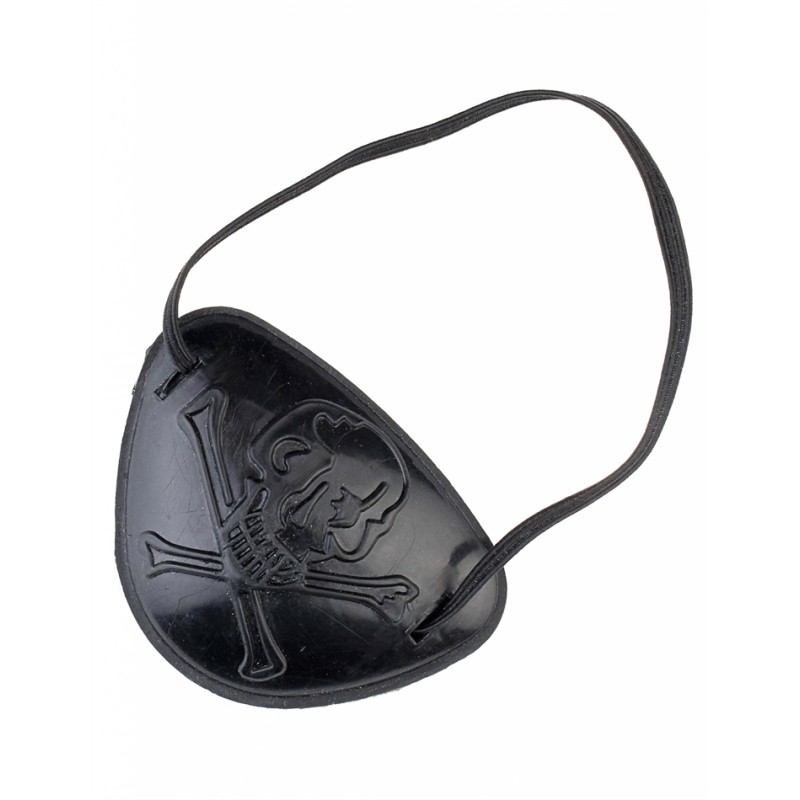 CACHE OEIL PIRATE NOIR AVEC TETE DE MORT 