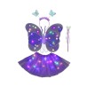 SET AILES + TUTU PAPILLON LUMINEUX LED VIOLET +SERRE TETE + BAGUETTE