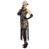 DEGUISEMENT ROBE CHARLESTONNE NOIR ET OR A SEQUIN LUXE TAILLE S-M