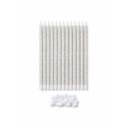 16 BOUGIES BLANCHE GLITTER ARGENT 14.5 CM 