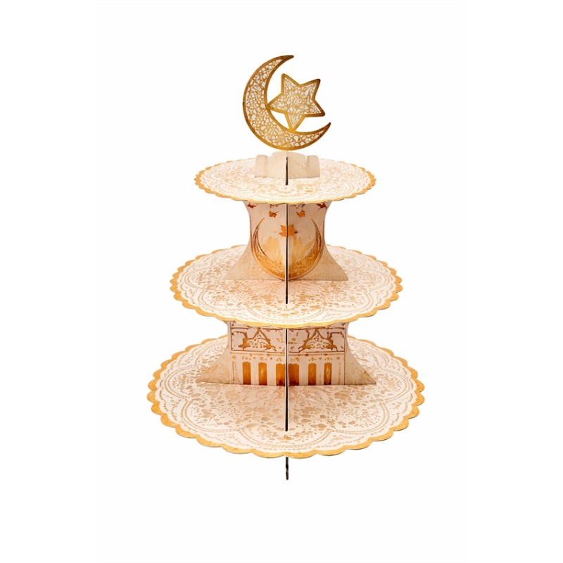 PLATEAU 3 NIVEAUX EID MUBARAK 40 X 22 CM 