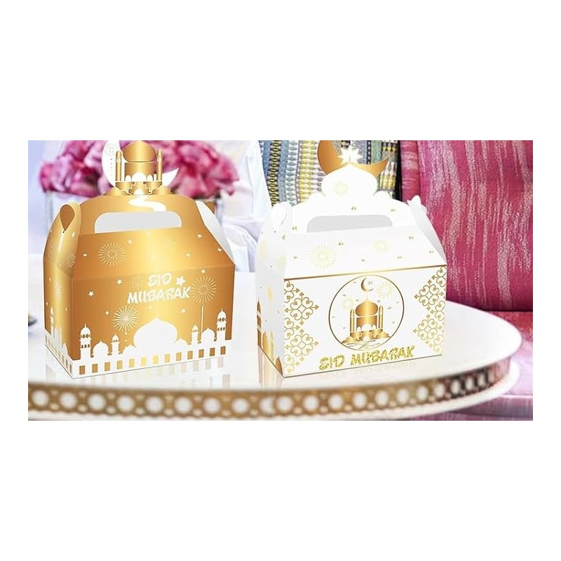 2 BOITES CADEAU EN CARTON EID MUBARAK 21 X 15 X 9 CM 