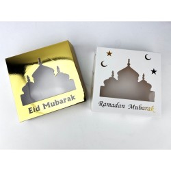 1 BOITE CADEAU EN CARTON EID MUBARAK 15 X 15 X 3.5 CM