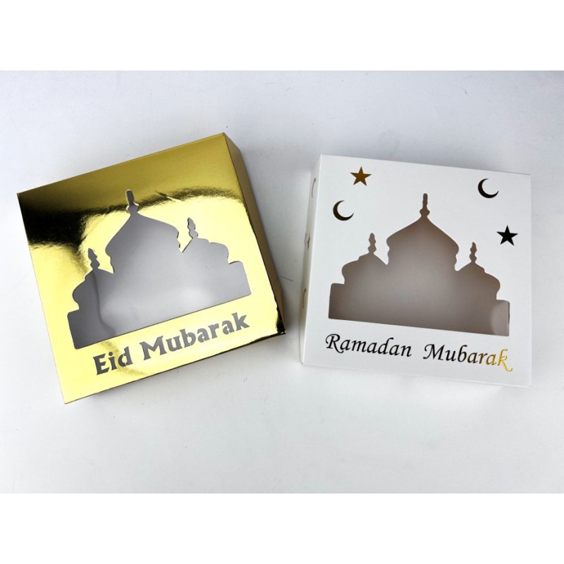 1 BOITE CADEAU EN CARTON EID MUBARAK 15 X 15 X 3.5 CM 