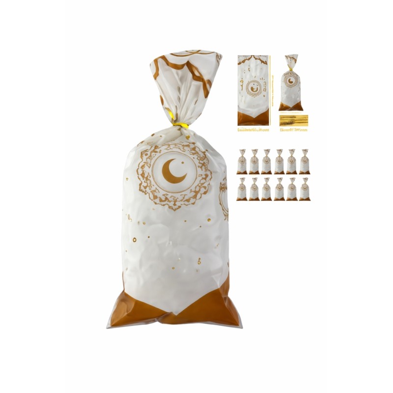 12 SACHETS A GATEAUX OU BONBONS EID MUBARAK 12 X 27 CM 