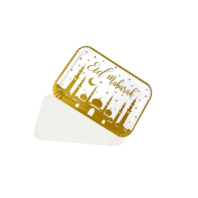 5 PLATEAUX EN CARTON EID MUBARAK 19 X 28 CM 