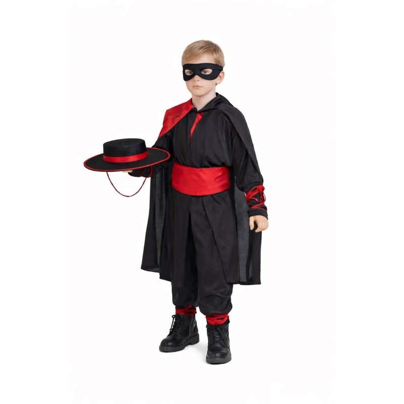 DEGUISEMENT ZORRO ROUGE ET NOIR TAILLE 3/5 ANS