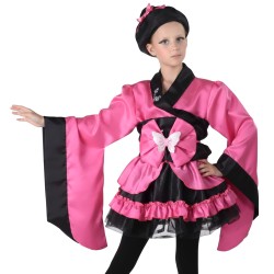 DEGUISEMENT CHINOISE OU JAPONAISE KIMONO ROSE STAR DU SOLEIL LEVANT 7-9 ANS