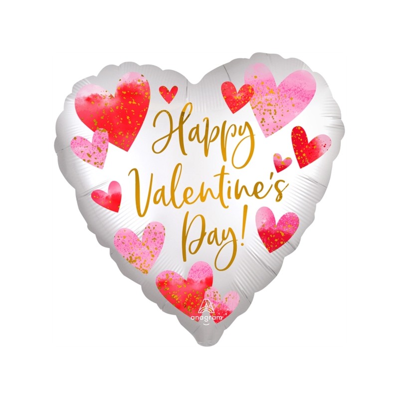 BALLON METALLIQUE COEUR HAPPY VALENTINE'S DAY 43 CM 