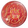 BALLON BULLE LOVE YOU COEURS OR PAILLETTES ROUGE 51 CM 