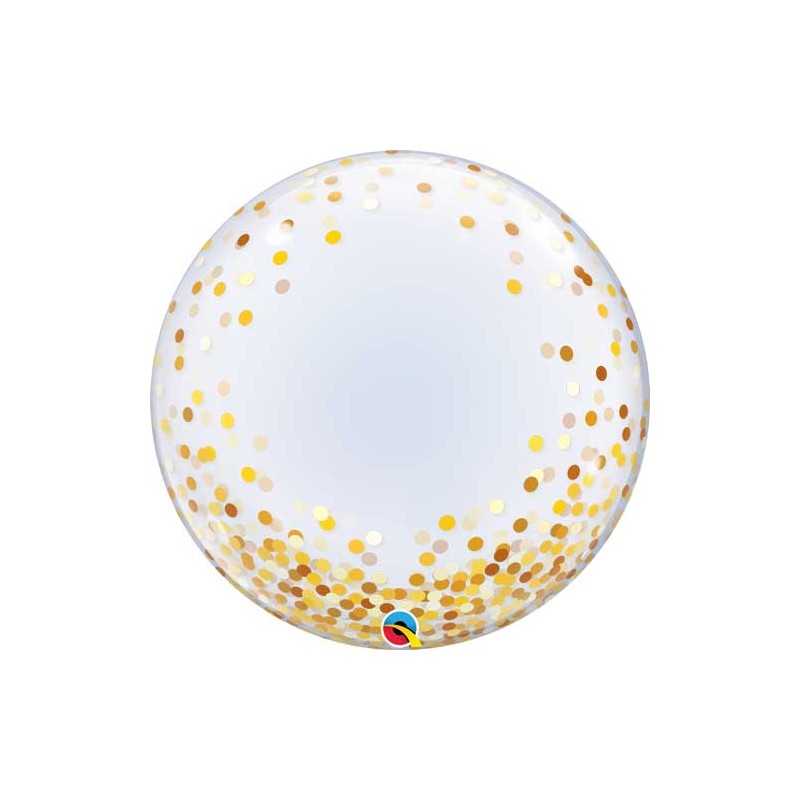 BALLON DECO BUBBLE CONFETTIS OR 61 CM 