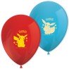 8 BALLONS LATEX BLEU ET ROUGE POKEMON PIKACHU