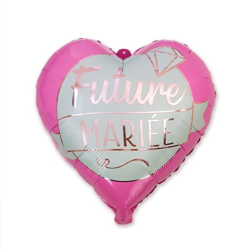 BALLON METALLIQUE EVJF COEUR ROSE FUTURE MARIEE