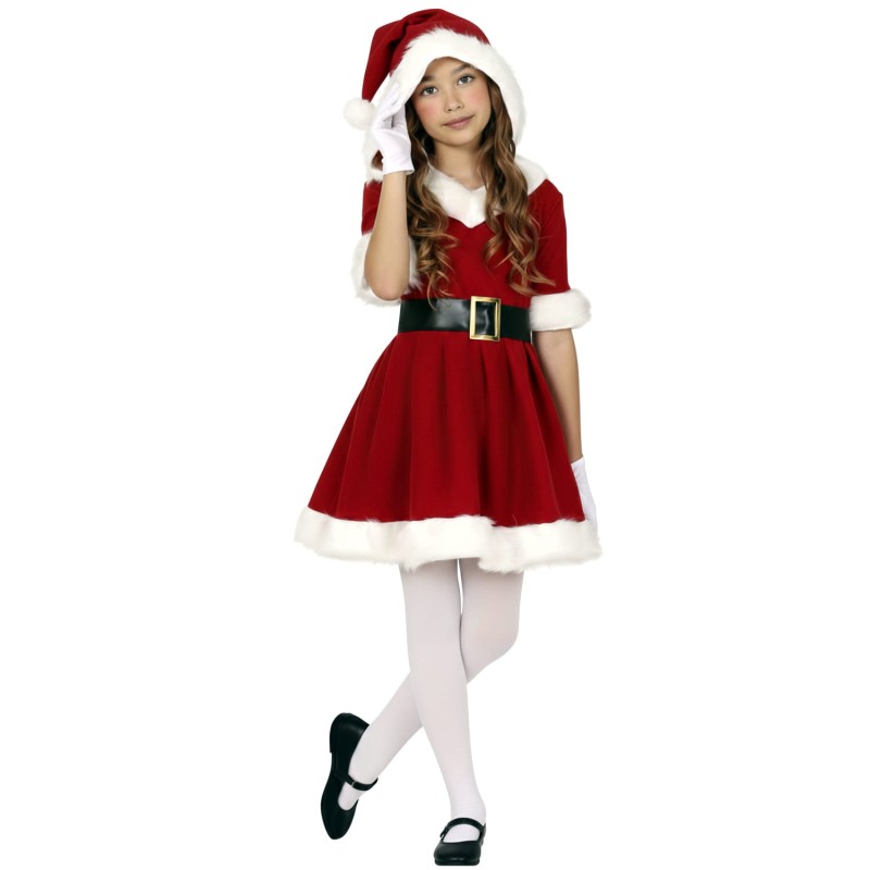 DEGUISEMENT FILLE MERE NOEL ROBE ROUGE A CAPUCHE TAILLE 3-4 ANS