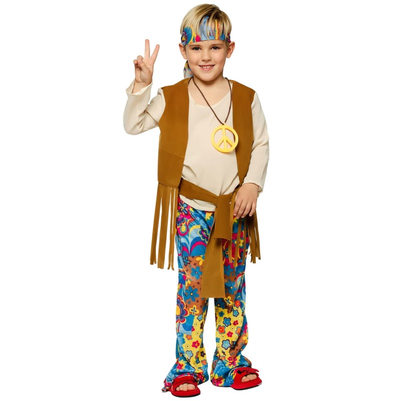 DEGUISEMENT GARCON HIPPIE BOY PEACE AND LOVE TAILLE 8-10 ANS