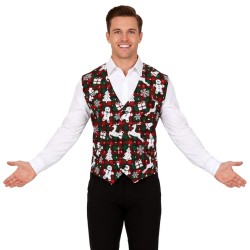DEGUISEMENT GILET DE NOEL BONHOMME DE NEIGE ET RENNE TAILLE UNIQUE
