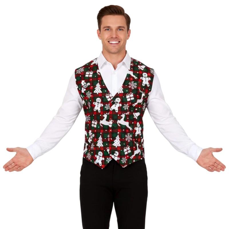 DEGUISEMENT GILET DE NOEL BONHOMME DE NEIGE ET RENNE TAILLE UNIQUE
